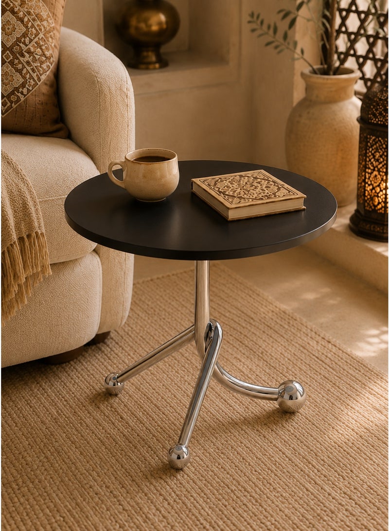 HUMJO Small Table Sofa Side Table, End Table with Modern Cross Leg Stainless Steel Frame, Compact Coffee Table for Living Room Bedroom, Serving Table for Home Decor - Image 1