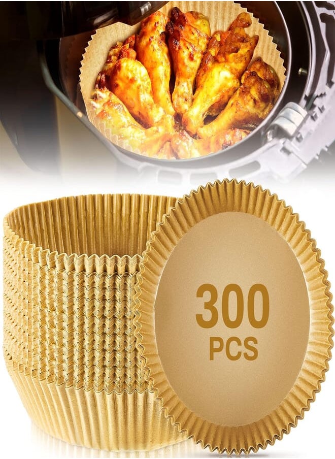 Cunhill - 300 Pieces Air Fryer Paper Liners Non Stick Disposable Air Fryer Liners Oilproof Cooking Paper for Air Fryer Waterproof Oil Paper for Baking with Brown Cardboard Packaging Boxes for Roasting (Wood) - Image 1