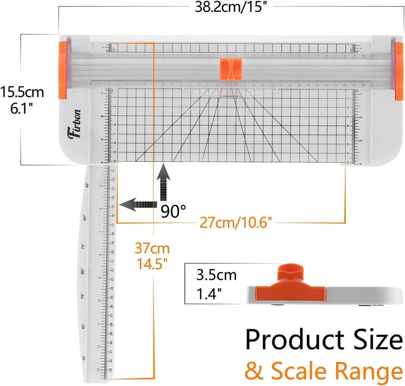 فيربون قاطع ورق مكتبي محترف، قاطع تغليف، قاطع قصاصات تيتانيوم مع أمان تلقائي (أبيض) - Image 2