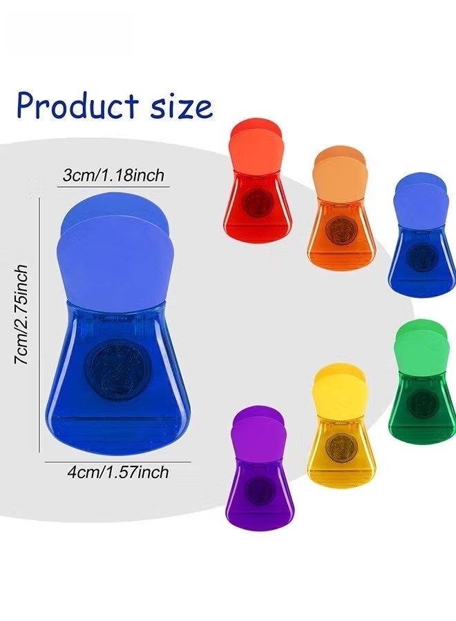 مشبك مغناطيسي، عبوة من 12 قطعة، مغناطيس ثلاجة ملون، مناسب للثلاجة والسبورة البيضاء وعرض الصور والمنزل والمكتب والمدرسة - 6 ألوان - Image 2