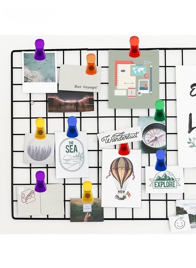 مشبك مغناطيسي، عبوة من 12 قطعة، مغناطيس ثلاجة ملون، مناسب للثلاجة والسبورة البيضاء وعرض الصور والمنزل والمكتب والمدرسة - 6 ألوان - Image 5