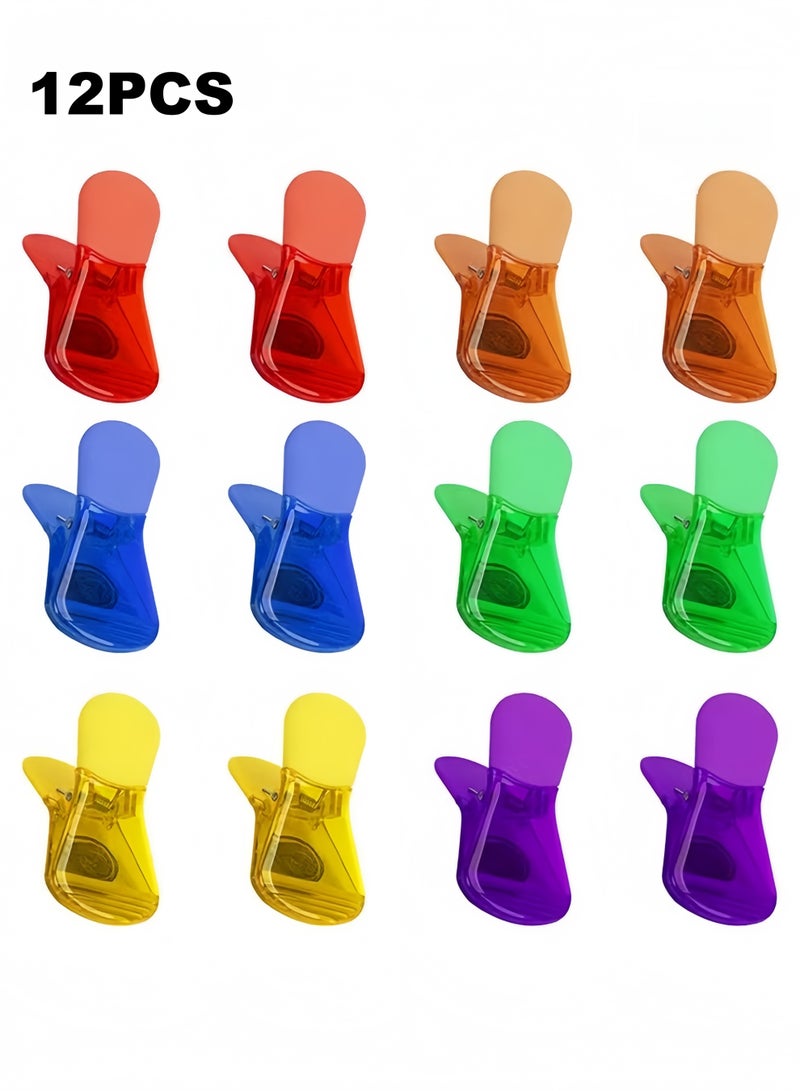 مشبك مغناطيسي، عبوة من 12 قطعة، مغناطيس ثلاجة ملون، مناسب للثلاجة والسبورة البيضاء وعرض الصور والمنزل والمكتب والمدرسة - 6 ألوان - Image 1