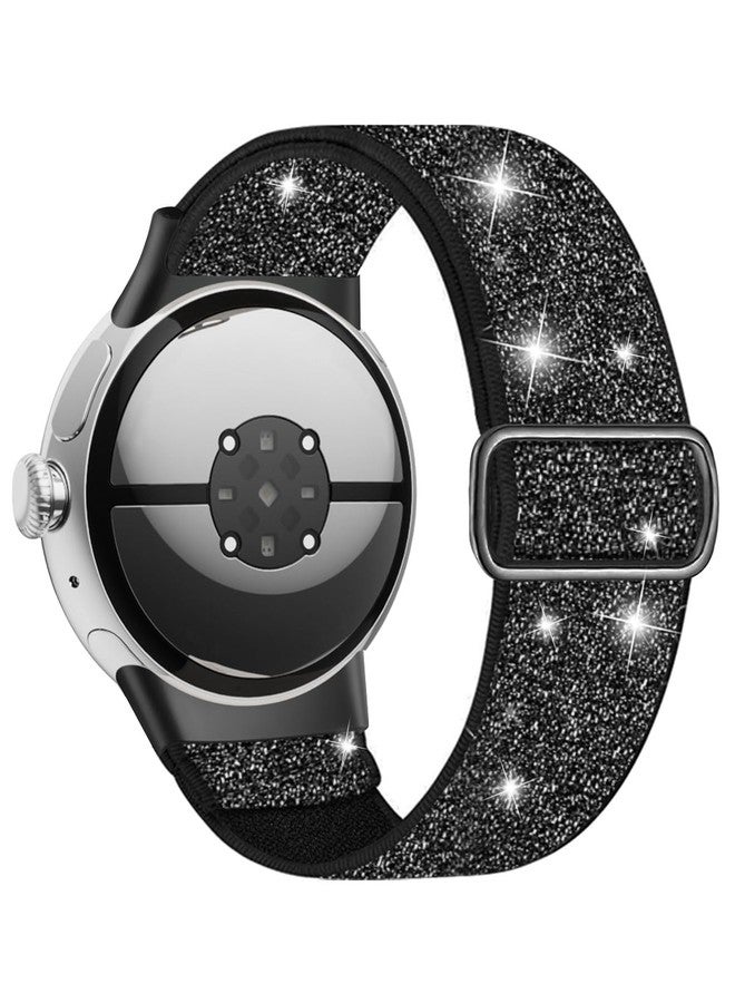 BandRain Bling Stretchy Nylon Bands Compatible with Pixel Watch 2 Band/Google Pixel Watch Band for Women - Upgraded Connector - Adjustable Luxury Elastic Sparkle Loop Straps for Pixel Watch 2 & 1 - Image 1