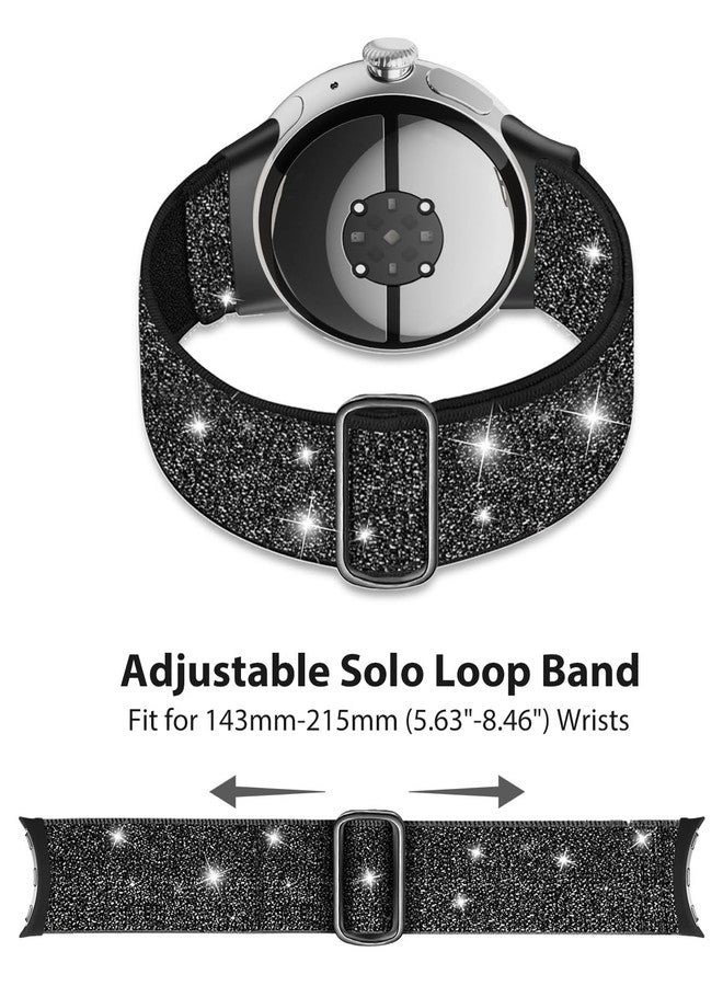 BandRain Bling Stretchy Nylon Bands Compatible with Pixel Watch 2 Band/Google Pixel Watch Band for Women - Upgraded Connector - Adjustable Luxury Elastic Sparkle Loop Straps for Pixel Watch 2 & 1 - Image 5