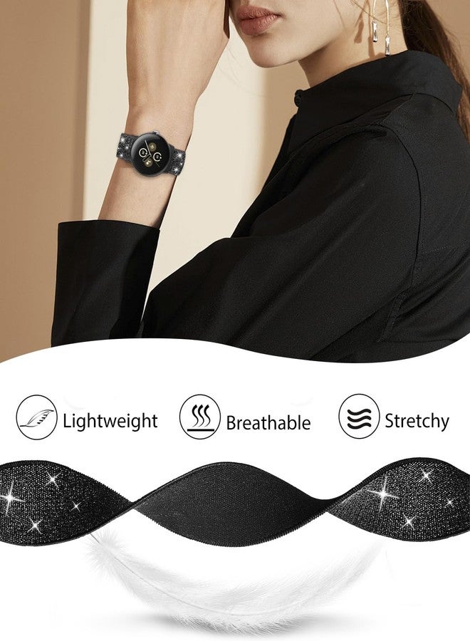 BandRain Bling Stretchy Nylon Bands Compatible with Pixel Watch 2 Band/Google Pixel Watch Band for Women - Upgraded Connector - Adjustable Luxury Elastic Sparkle Loop Straps for Pixel Watch 2 & 1 - Image 4