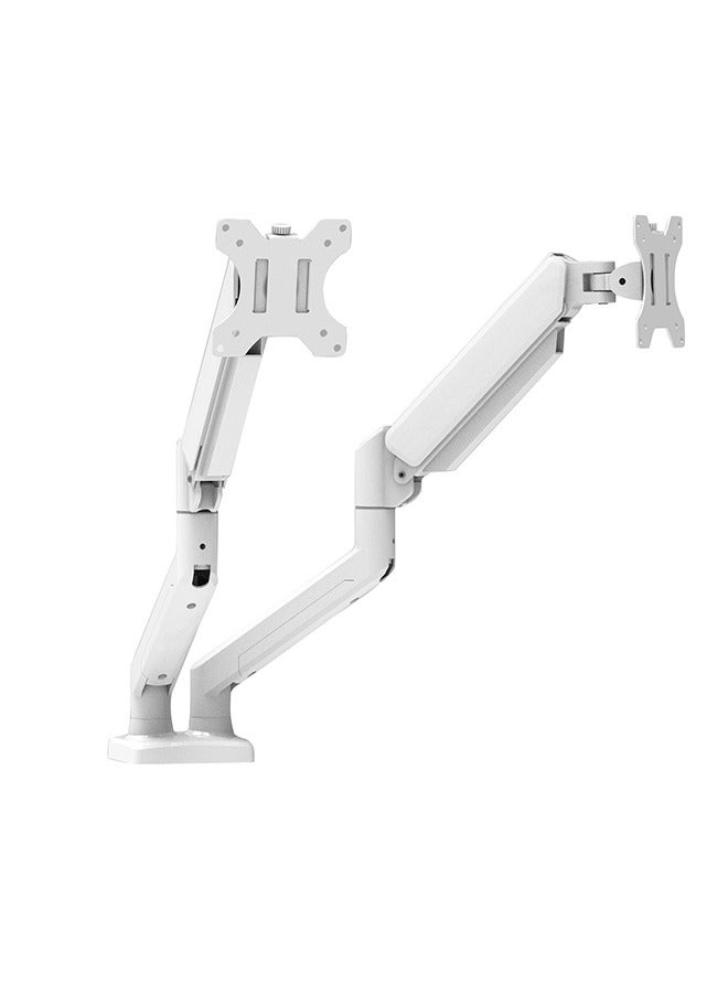 Fh Dual Monitor Mount for 17 to 32 inch Screen, Each Arm Holds Max 10Kg, Gas Spring Dual Monitor Stand, Height Adjustable/Tilt/Swivel/Rotate, VESA 75mm or 100mm White - Image 1