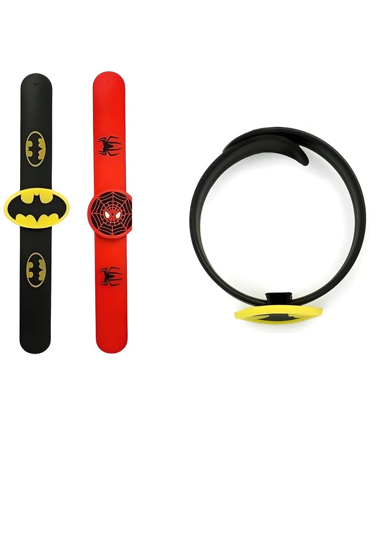 SARAOONT - 4-Piece Superhero Slap Bracelet Set - Featuring Iconic Characters Superman, Batman, Captain America, and Spiderman - Perfect Party Favors for Kids - Image 1