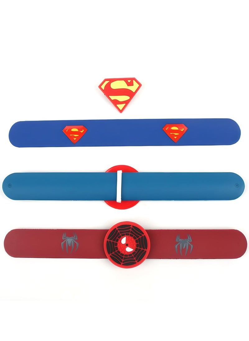 SARAOONT - 4-Piece Superhero Slap Bracelet Set - Featuring Iconic Characters Superman, Batman, Captain America, and Spiderman - Perfect Party Favors for Kids - Image 1