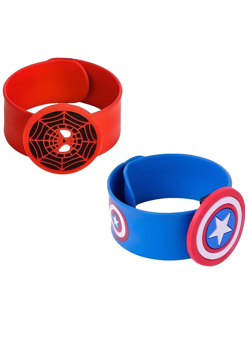 SARAOONT - 4-Piece Superhero Slap Bracelet Set - Featuring Iconic Characters Superman, Batman, Captain America, and Spiderman - Perfect Party Favors for Kids - Image 1