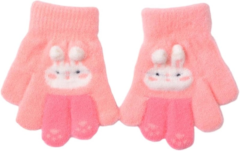 قفازات أرانب وردية مخملية للأطفال، إكسسوارات شتوية ناعمة ودافئة وخفيفة الوزن - Image 4