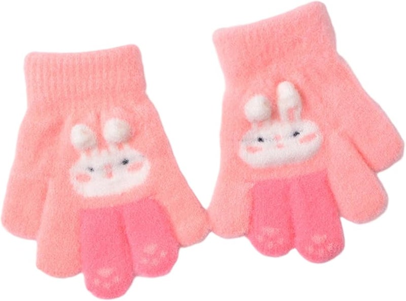 قفازات أرانب وردية مخملية للأطفال، إكسسوارات شتوية ناعمة ودافئة وخفيفة الوزن - Image 1