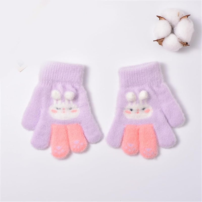 قفازات أرانب وردية مخملية للأطفال، إكسسوارات شتوية ناعمة ودافئة وخفيفة الوزن - Image 5