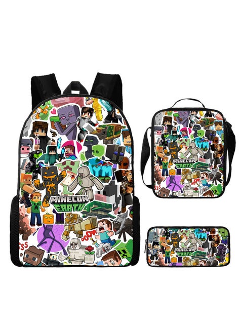 My World Cartoon Student Backpack Three-piece Set 29*42*16cm