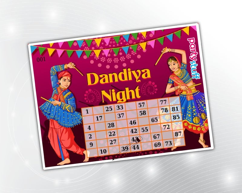 PartyStuff Tambola Housie - Dandiya Night Duet Classic grids (16 Piece) - Image 1