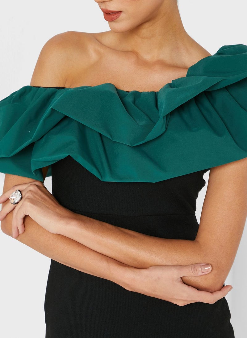 the no name style Ruffled Shoulder Dress - Image 3