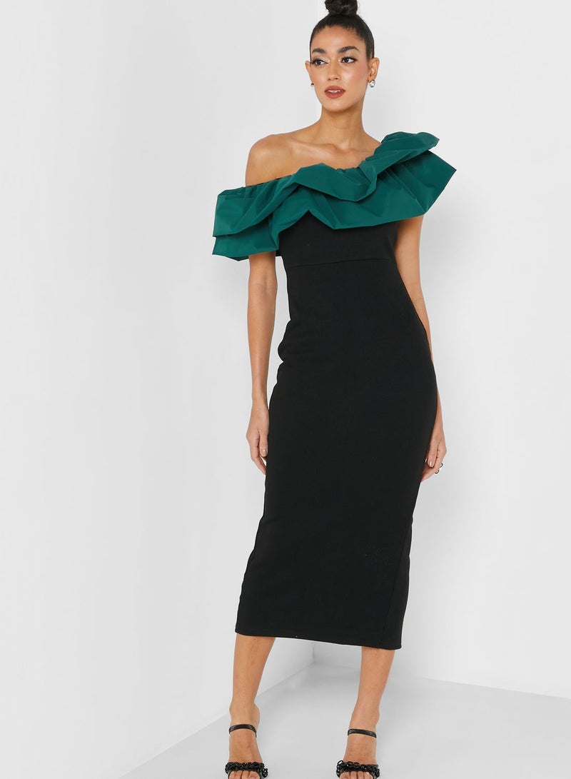 the no name style Ruffled Shoulder Dress - Image 4