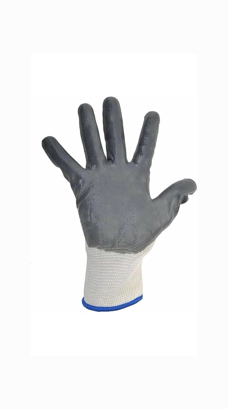 BINBA Nylon Industrial & Home Safety Cut Resistant Hand Gloves 5 Pairs White & Grey  - Image 4