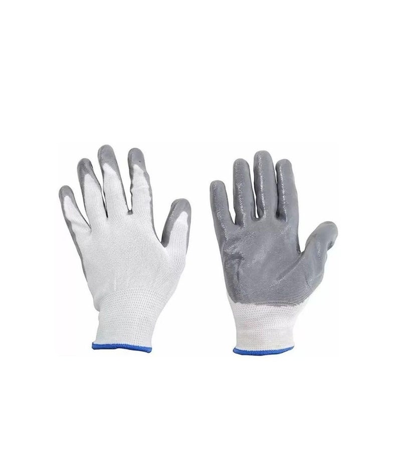 BINBA Nylon Industrial & Home Safety Cut Resistant Hand Gloves 5 Pairs White & Grey  - Image 5