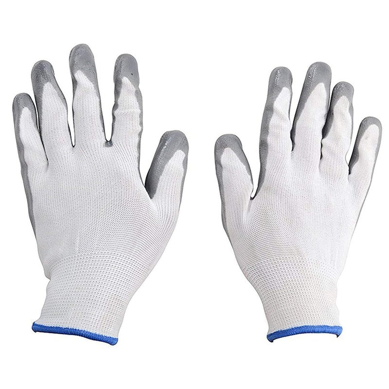 BINBA Nylon Industrial & Home Safety Cut Resistant Hand Gloves 5 Pairs White & Grey  - Image 3