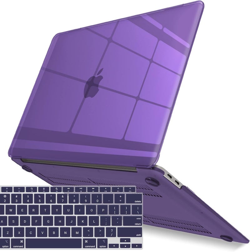I Benzer Compatible with New MacBook Air 13 inch Case 2022 2021 2020 M1 A2337 A2179 A1932, Plastic Hard Shell Case with Keyboard Cover for Mac Retina Display with Touch ID, Crystal Purple, AT13CYPU+1 - Image 1