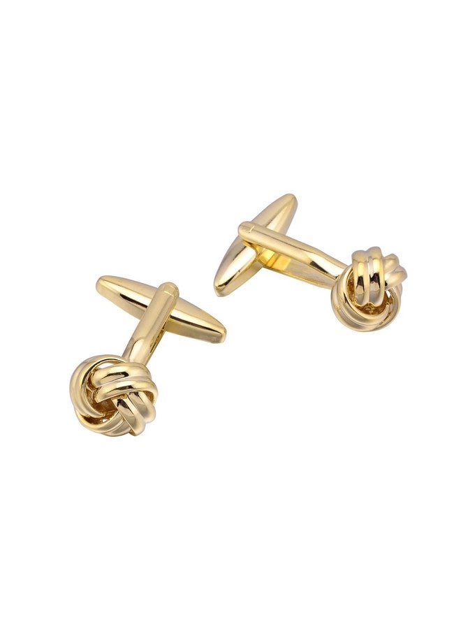Jonwo Knot Cufflinks In Gift Box Cuff Links For Men Lady Daily Wear Business Wedding Party Tuxedo Shirt Birthday Gift (Golden Tone Knot 2) - Image 3