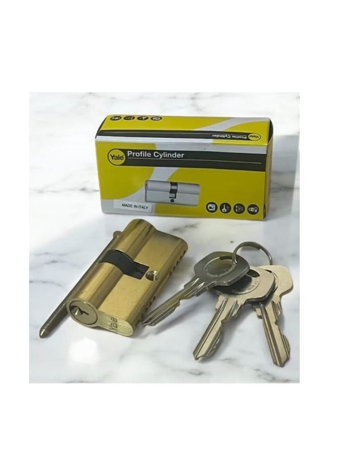 Yaley Polished Brass Cylinder Door Lock with Key Gold/Silver 60mm  - Image 1