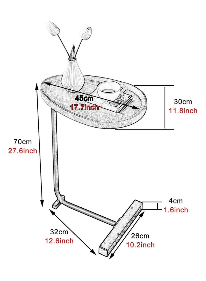 DubaiGallery Sofa Side End Table, Light Luxury Side Table Simple Corner Table Bedside Cabinet Metal Frame C Shaped Table for Sofa Bed Living Room Bedroom - Image 2