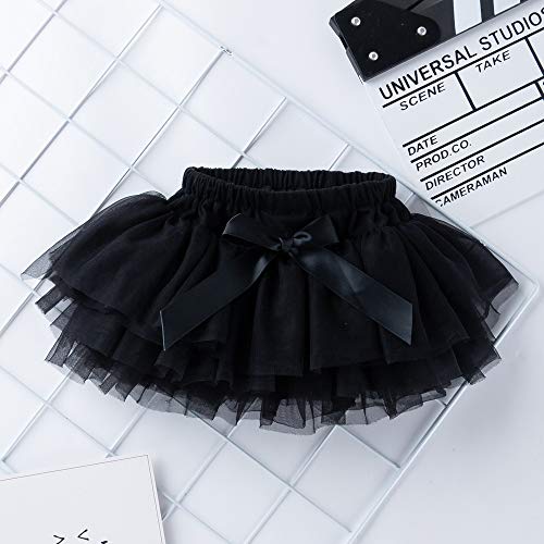 Anbaby Baby Girls Soft Tutu Skirt Toddler Ruffled Pants Diaper Cover Black 12-24M - Image 2