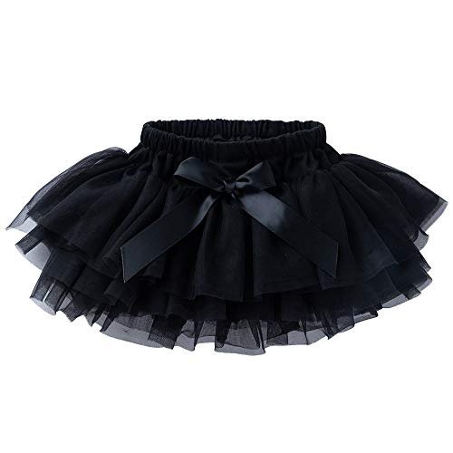 Anbaby Baby Girls Soft Tutu Skirt Toddler Ruffled Pants Diaper Cover Black 12-24M - Image 1