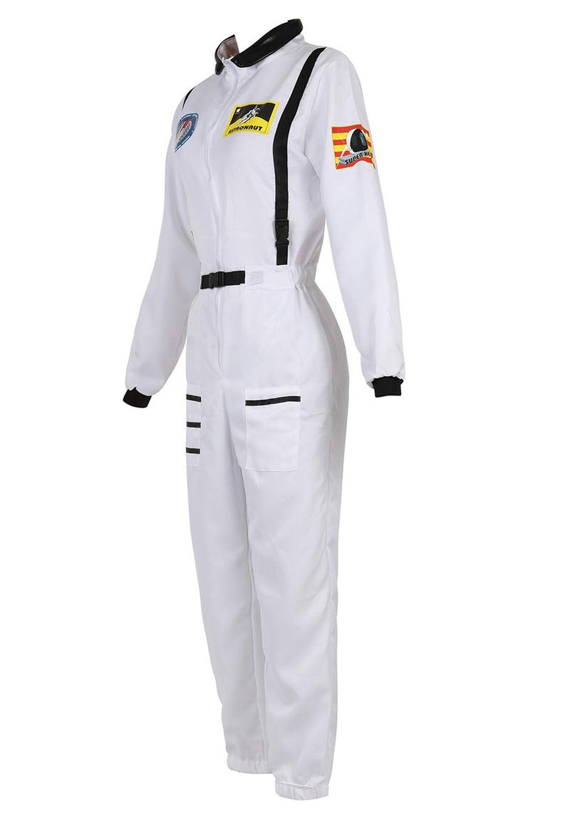 Zhitunemi Astronaut Costume for Women Dress Up Clothes Space Fancy Jumpsuit Cosplay Onesie Costume White-XS - Image 2