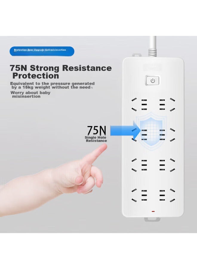 Delixi National Standard Power Strip/extension Cord/surge Protector/power Bar/power Strip/power Board/power Strip 8 Outlets With Master Switch 3 Meters - Image 1