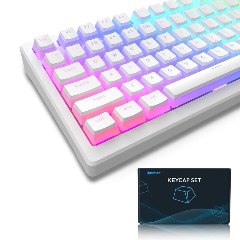 Womier Pudding Keycaps, PBT Shine Through Keycaps 165 Keys Set Custom Key caps Set OEM Profile, Universal Compatiability for 100%, 75%, 65%, 60% Keyboard-White - Image 1