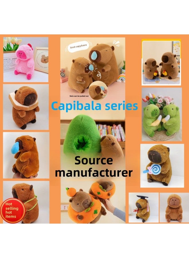 Explosions Kapibala Capybara Series Plush Toy Doll Grab Machine Doll Birthday Gift Wholesale-Specifications:Same Style As Nezha|Bandana Capybara (23cm )-Color:18-55  - Image 2