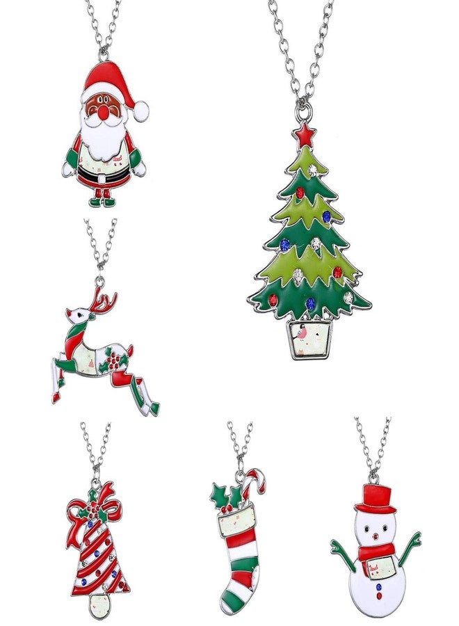 Nanafast 6 PCS Christmas Necklace Set Adjustable Christmas Tree Snowflake Pendant Necklace for Women Thanksgiving Xmas Party Gifts Colorful - Image 1