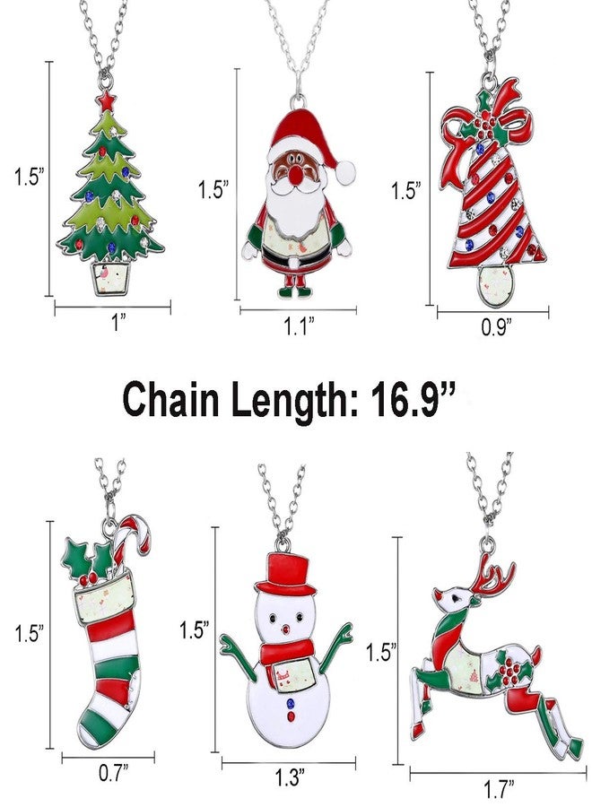 Nanafast 6 PCS Christmas Necklace Set Adjustable Christmas Tree Snowflake Pendant Necklace for Women Thanksgiving Xmas Party Gifts Colorful - Image 2