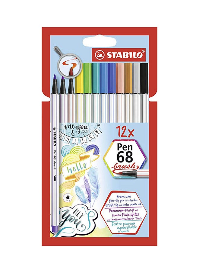 STABILO Stabilo Pen 68 Brush Cardboard Wallet - 12 