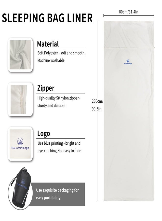 Mountainlodge Sleeping Bag Liner for Warm Weather Seasons with Carry Bag - Protable,Lightweight and Skin-Friendly Sleeping Bag for Camping,Hiking and Backpacking. (Beige with Zipper Left) - Image 2