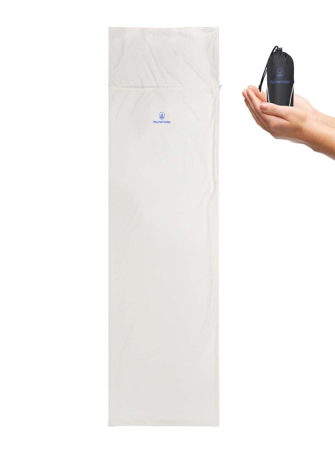 Mountainlodge Sleeping Bag Liner for Warm Weather Seasons with Carry Bag - Protable,Lightweight and Skin-Friendly Sleeping Bag for Camping,Hiking and Backpacking. (Beige with Zipper Left) - Image 1