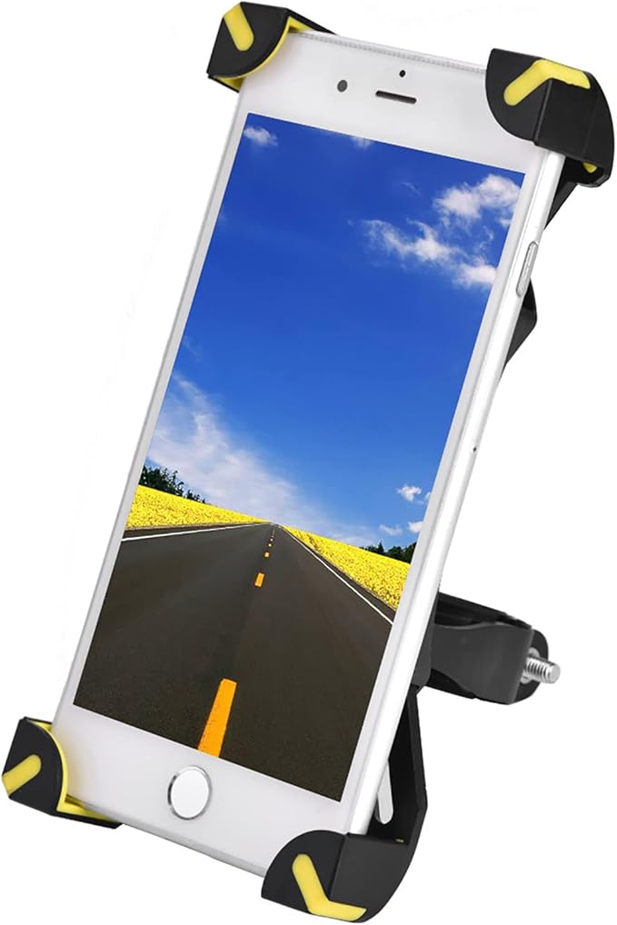 Yellow Bike Phone Holder Mount For Motorcycle Bicycle With 4 Support Corners Automatic Locking 3 5 To 6 5 Inch - Image 1