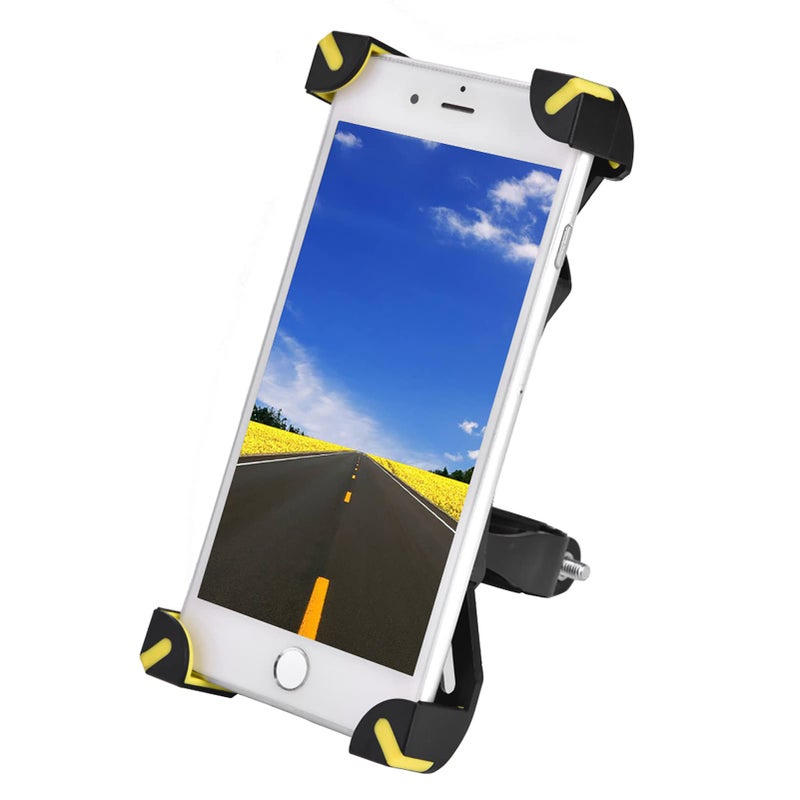 Yellow Bike Phone Holder Mount For Motorcycle Bicycle With 4 Support Corners Automatic Locking 3 5 To 6 5 Inch - Image 2