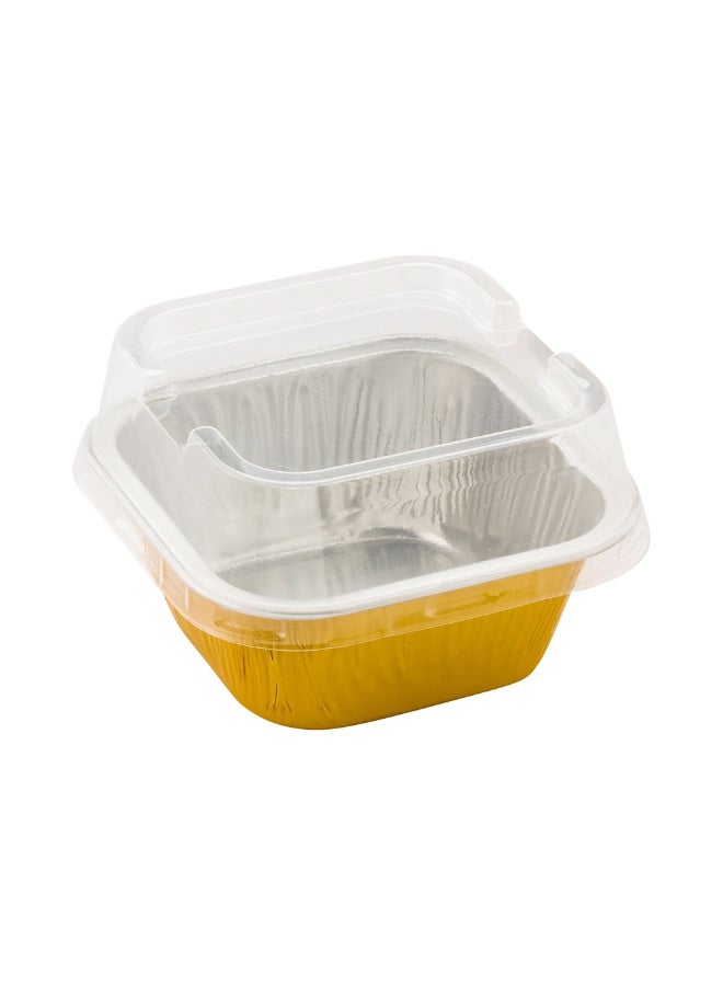 Restaurantware 3.4 Ounce Disposable Ramekins With Lids, 100 Round Creme Brulee Disposable Cups - Dome Lids, Oven-Ready, Gold Aluminum Disposable Baking Cups, Freezable, For Cupcakes And Muffins  - Image 1