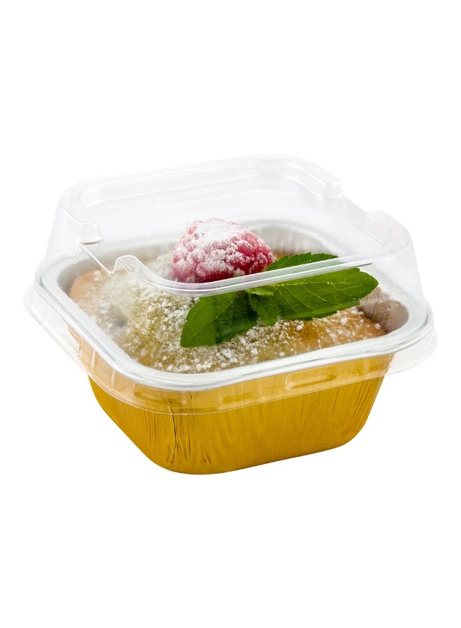 Restaurantware 3.4 Ounce Disposable Ramekins With Lids, 100 Round Creme Brulee Disposable Cups - Dome Lids, Oven-Ready, Gold Aluminum Disposable Baking Cups, Freezable, For Cupcakes And Muffins  - Image 2