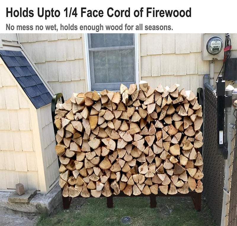 Artibear Firewood Rack Stand 4ft Heavy Duty Logs Holder for Outdoor Indoor Fireplace Metal Wood Pile Storage Stacker Organizer, Matte Black - Image 5