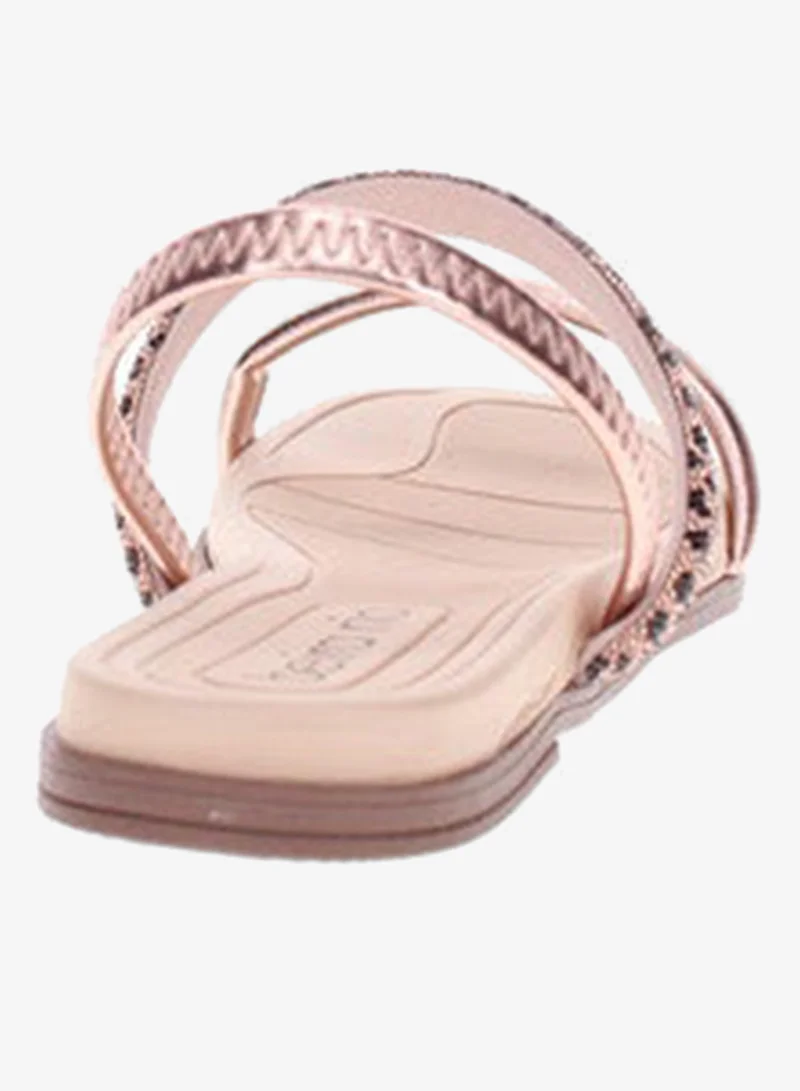 Beira Rio Rose Gold Flat Sandals for Women – Stylish Ladies Flat Sandals & Comfortable Flat Slippers for Women | Best Price UAE