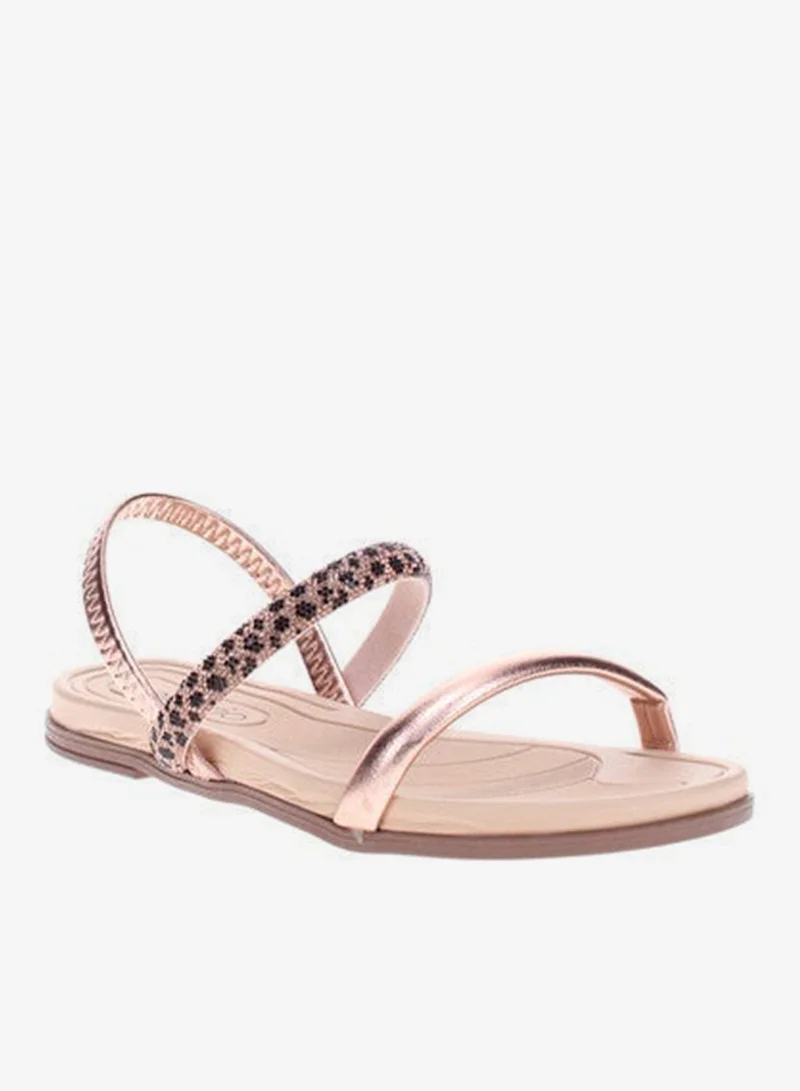 Beira Rio Rose Gold Flat Sandals for Women – Stylish Ladies Flat Sandals & Comfortable Flat Slippers for Women | Best Price UAE