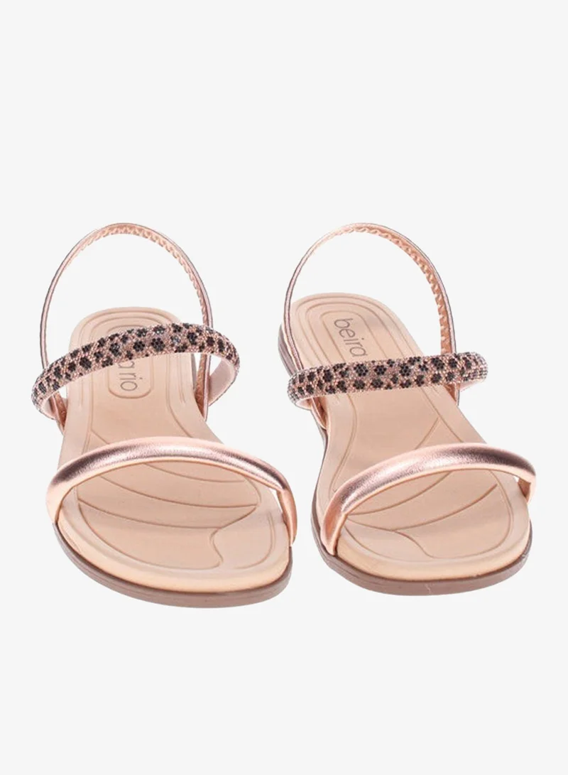 Beira Rio Rose Gold Flat Sandals for Women – Stylish Ladies Flat Sandals & Comfortable Flat Slippers for Women | Best Price UAE