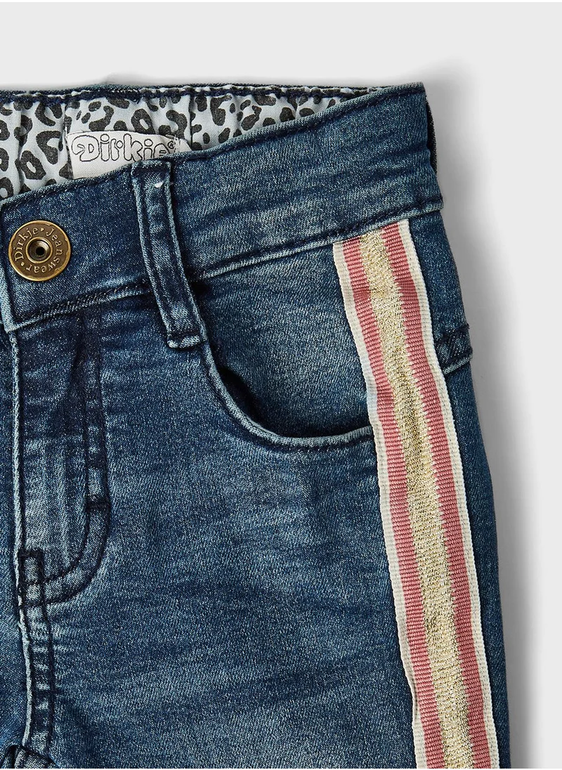 Dirkje Kids Side Stripes Slim Fit Jeans