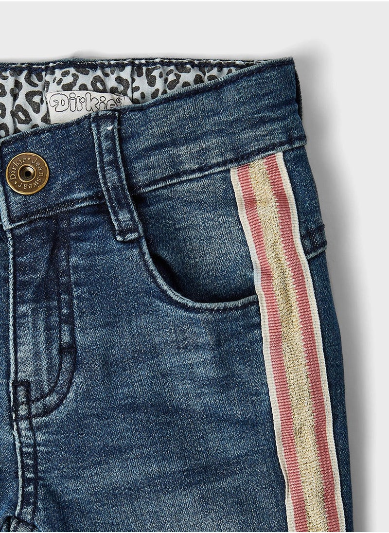 Dirkje - Kids Side Stripes Slim Fit Jeans - Image 1