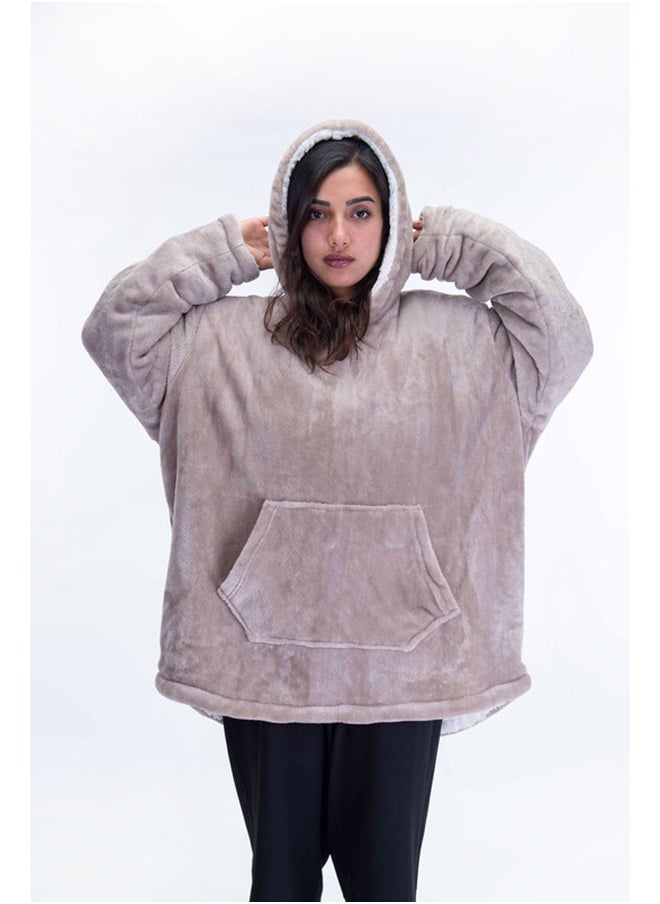 Mintra - Mintra Oversized Microfiber Large Size Wearable Blanket With Sherpa Mocha - Image 1