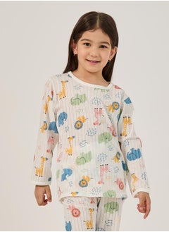 Styli All-Over Print Round Neck T-Shirt and Pyjama Set  - Image 2